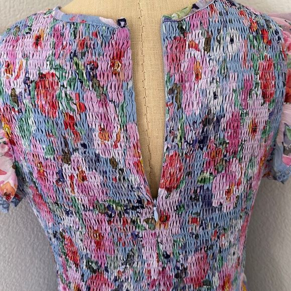 NWOT Lost and Wander Down to Earth Smocked Garden Midi Dress Size L - Picture 6 of 12